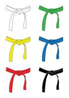 set of karate belts isolated vector