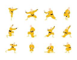 kung fu stances isolated on white background vector