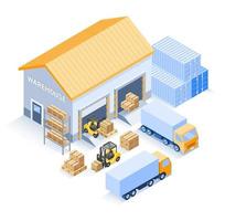 Warehouse industrial isometric vector