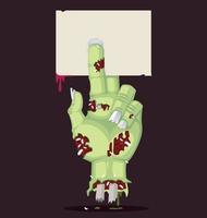 Zombie hand with card. Vector illustration.