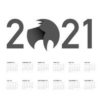 2021 calendar cow planner set for template design. vector