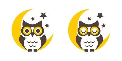 Owl on the moon graphic vector