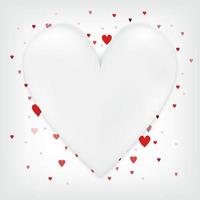 Valentines day card with copy space in the middle. Heart confetti falling over background for greeting cards, wedding invitation. vector