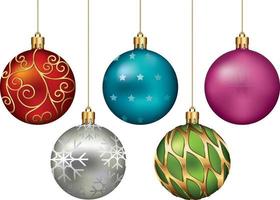 Christmas balls color set. Vector illustration.