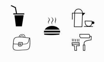 Colección de iconos de símbolo de comida y bebida ilustración vectorial vector