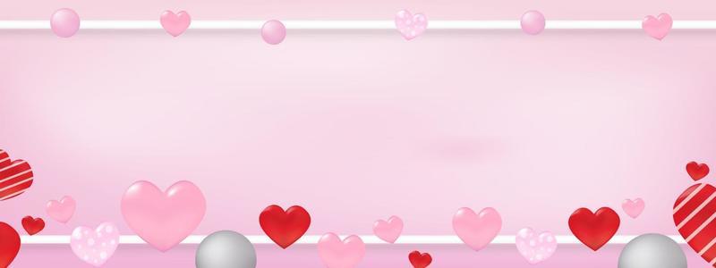 Valentine's day concept with hearts around frame with copy space. Use for greeting card or banner template as design.