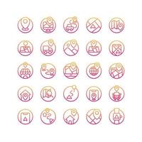 Location and Map gradient icon set. Vector and Illustration.
