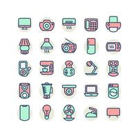 Electrical Appliance filled outline icon set. Vector and Illustration.