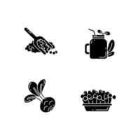 Greens variety black glyph icons set on white space vector