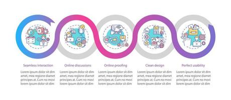 La aplicación de teletrabajo cuenta con una plantilla de infografía vectorial vector