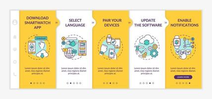Smartwatch initial setup onboarding vector template