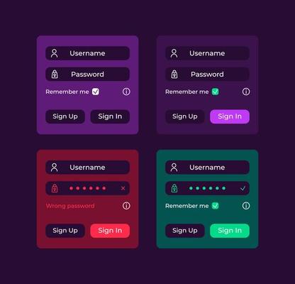 Login fields UI elements kit