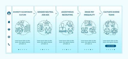 Gender diversity implementation tips onboarding vector template