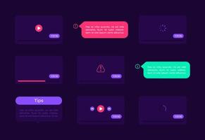 Video screen UI elements kit vector