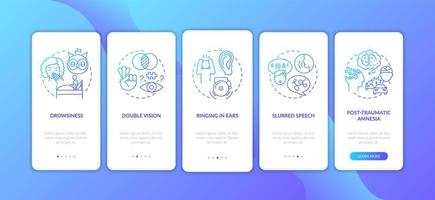 Head trauma blue gradient onboarding mobile app page screen with concepts vector