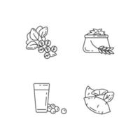 salud, vegetales, tipos, pixel, perfecto, lineal, iconos, conjunto vector