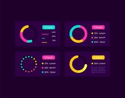 Pie charts UI elements kit vector