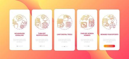 Fighting technology addiction onboarding mobile app page screen with concepts vector