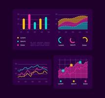 Progress charts UI elements kit vector