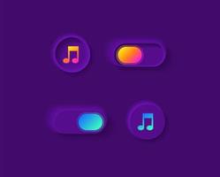 Music player switches UI elements kit vector