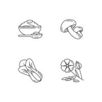 Healthy grains pixel perfect linear icons set vector