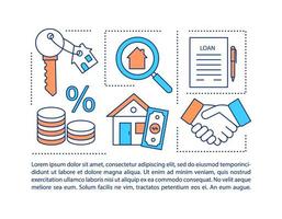 Icono de concepto de documento de obligación hipotecaria con texto vector