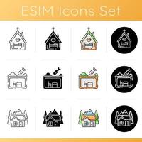 Temporary supportive housing icons set vector