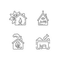 Temporary supportive housing linear icons set vector