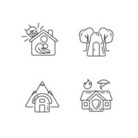 Temporary safe residence linear icons set vector