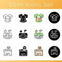 Temporary safe residence icons set vector