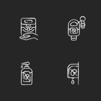 Hygienic hand sanitizers chalk white icons set on black background vector