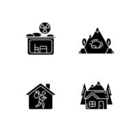 Transitional housing black glyph icons set on white space vector