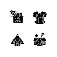 Temporary safe residence black glyph icons set on white space vector