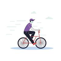 man riding a bike with a mask on vector