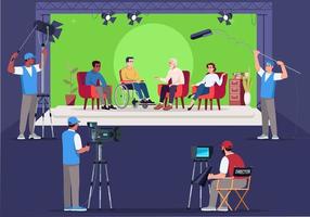 Interview set semi flat vector illustration