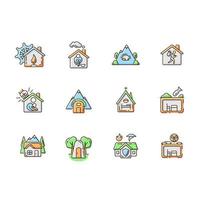 Shelters types RGB color icons set vector