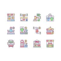 Outlet store RGB color icons set vector