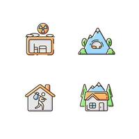 Transitional housing RGB color icons set vector