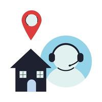 house as delivery location with customer service vector