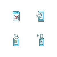 Antibacterial hand sanitizers blue RGB color icons set vector