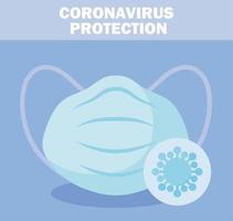 Blue medical mask and COVID 19 virus vector design