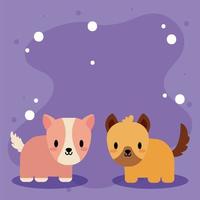 cute card with kawaii guinea pig and dog vector