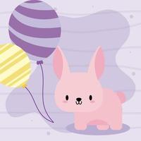 cute birthday card with kawaii rabbit vector