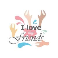 i love my friends with hands detailed style icon vector design