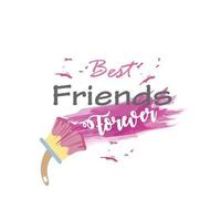 best friends forever with paint brush detailed style icon vector design