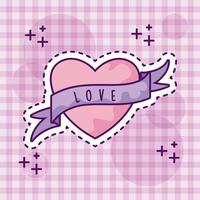 cute heart with ribbon, patch style vector