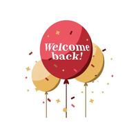 welcome back balloons with confetti vector