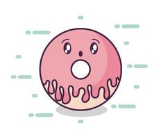 Donut fresco y delicioso estilo kawaii vector