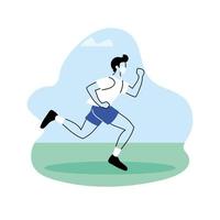 young man jogging in the park, outdoor workout vector