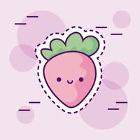 fresh and delicious strawberry kawaii style vector